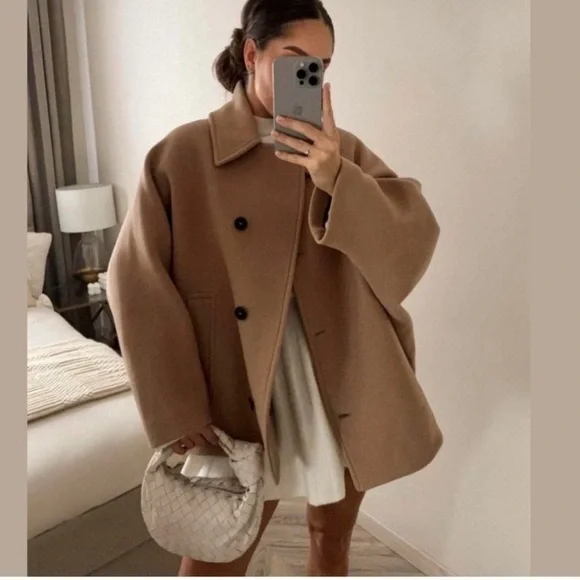 Zara Manteco oversized crop wool coat - Picture 6 of 11